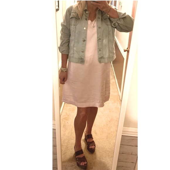 J.Jill Love Linen dress powder pink shift midi Large - Picture 2 of 8